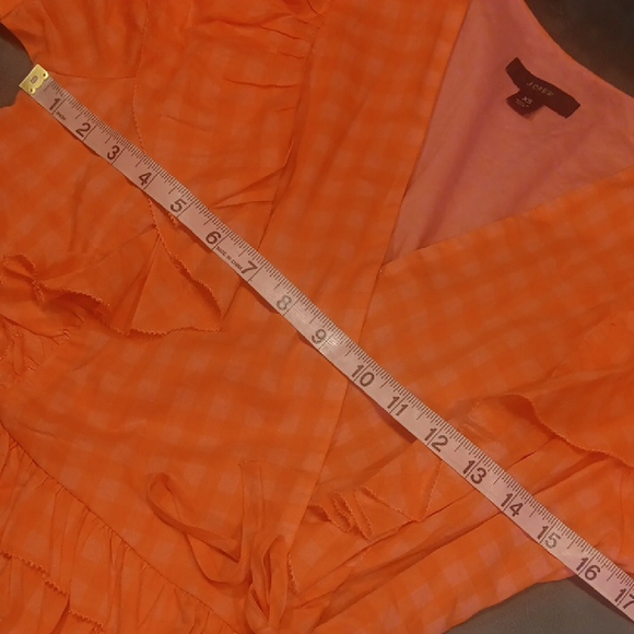 J. Crew Bright Pink Checkered Ruffle Blouse - Picture 14 of 16